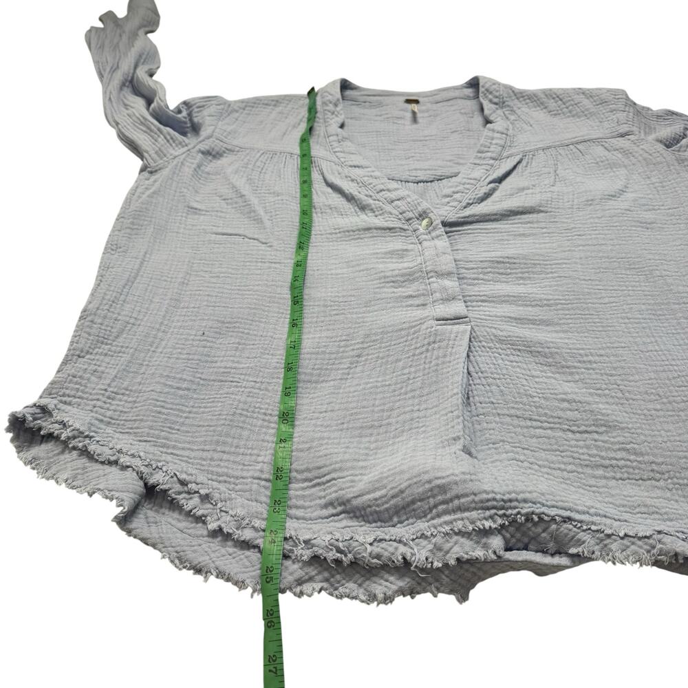 FREE PEOPLE Changing Horizons Pale Blue Gauze Long Sleeve Top Size Small Cotton - Picture 9 of 10